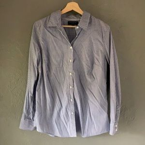 Banana Republic button-up long sleeve shirt. Blue and white stripes. Size 12.